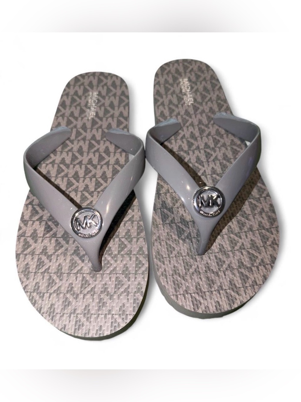 Michael Kors Gray Logo Flip Flop Sandals